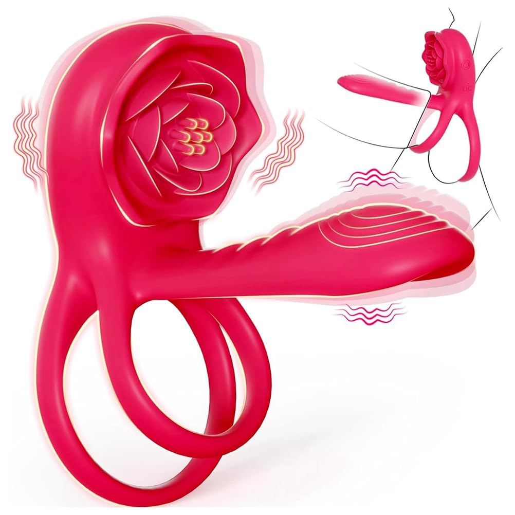 Generico Giocattoli Sessuali Maschili Coppie Anello Vibratore Per Pene Donna, Giocattoli Sessuali Per Uomo Vibratori Con 9 Modalità Di Vibrazione, Doppio Stimolatore Clitorideo 3 in 1