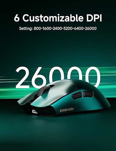 Miniatura 5 de Ratón inalámbrico para juegos S9 Max, mouse ergonómico de computadora 59G, modos triples, sondeo de 8K, 26K DPI, sensor óptico PAW3395, interruptor