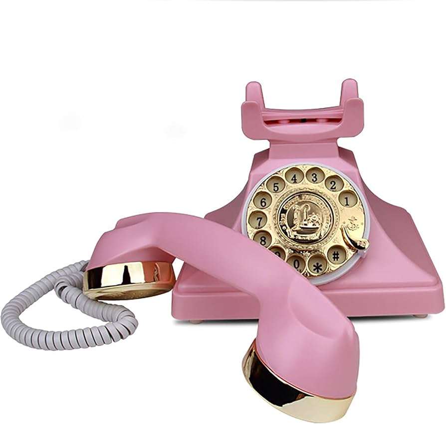 Amazon.co.jp: 50年代のレトロなピンク固定電話機 回転式