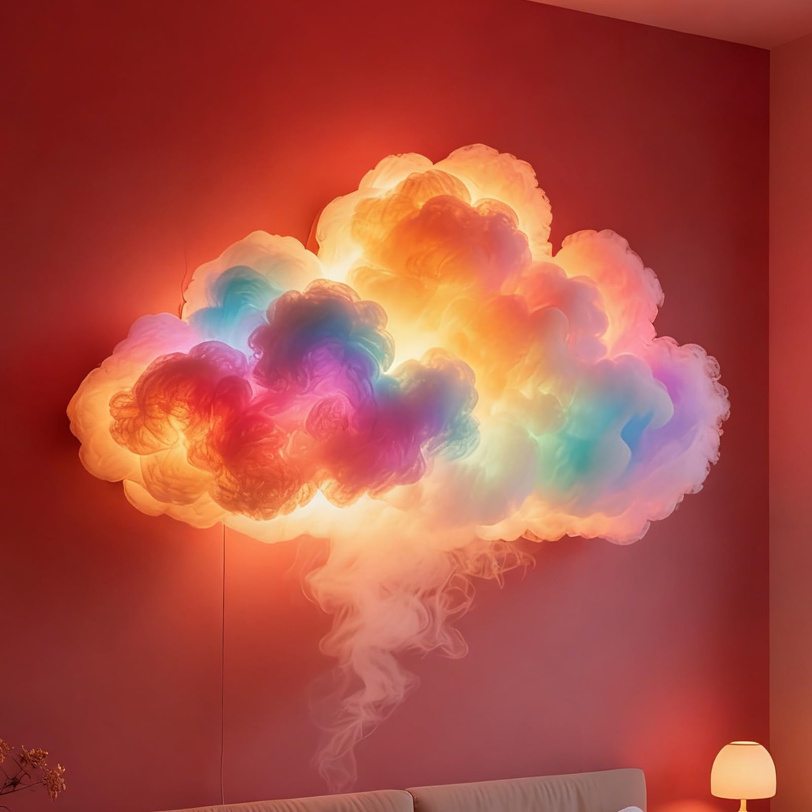 Pcingsia Cloud Led Lights for Bedroom & Gaming Room, DIY USB-Powered Thundercloud LED Light Decor with Music Rhythm, for Ceiling Bedroom Ambiance Office Party