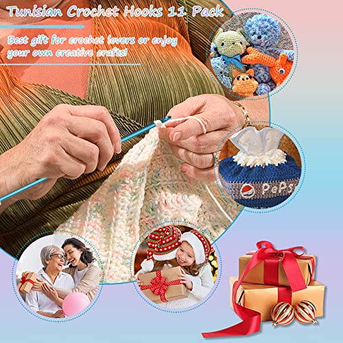 Image of Aeelike Tunisian Crochet Hooks Set, Multicolor 11pcs Aluminum Tunisian Crochet Hooks B-L for Crocheting Lovers & Beginners (2mm to 8mm)