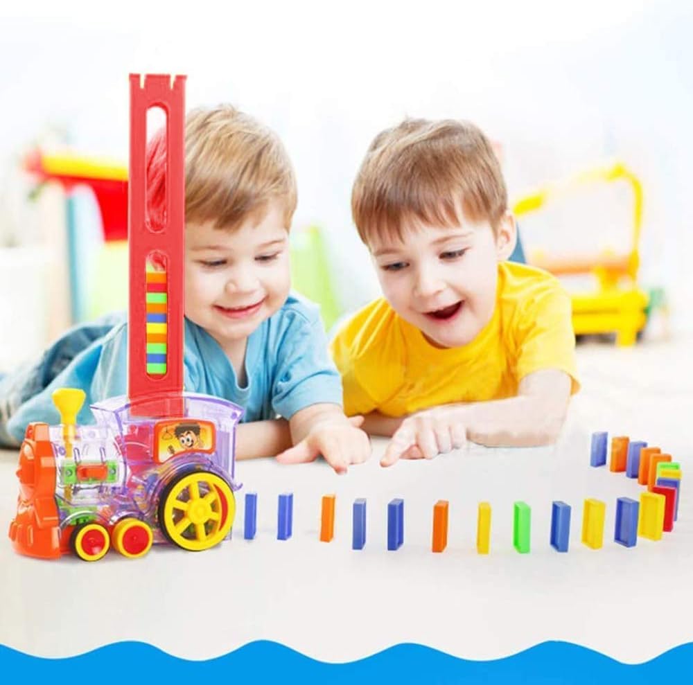 OBEST 200pcs Domino Electric Train, con luci e Musica Gioco di distribuzione Automatica dei Rally, Giocattolo educativo per la Prima Infanzia Adatto a Bambini di età Superiore a 3 Anni