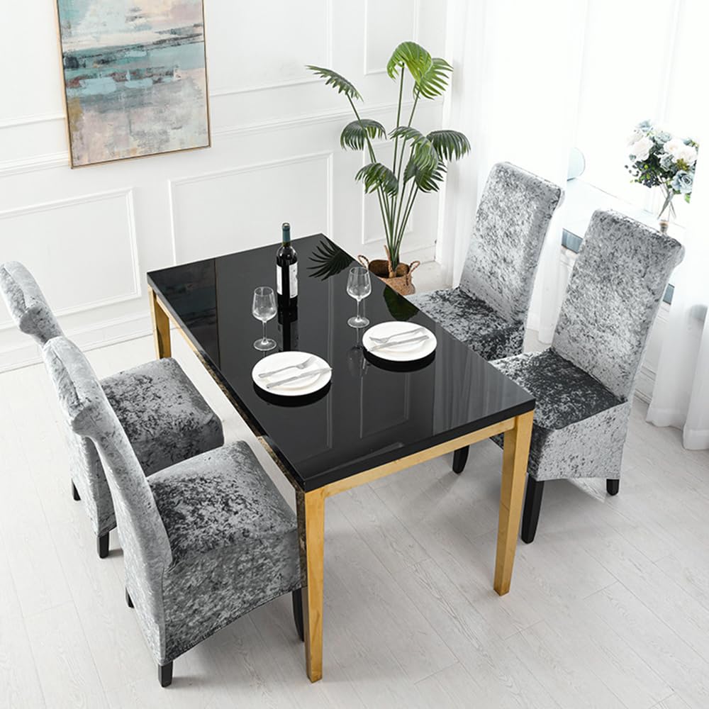 Odot Coprisedie con Schienale 2/4/6 Pezzi Coprisedia Elasticizzati Copri Sedia da Cucina Rimovibili Velluto Jacquard Unita Copri Sedia per Hotel, Ristorante (6 piezas,Turchese