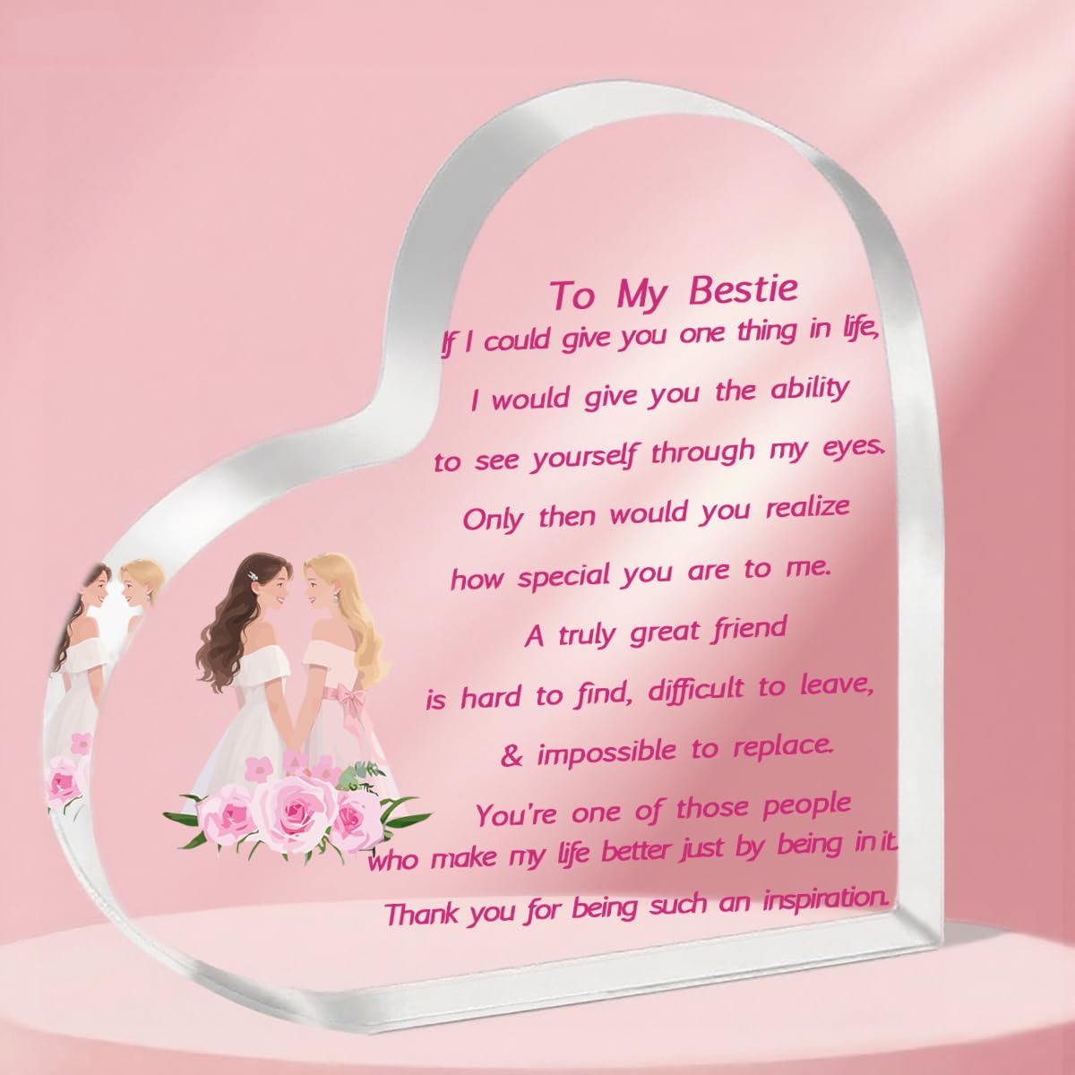 ToVii Acrylic Plaque Heart Ornaments for Her Woman Birthday Gifts Best Friend Desk Signs Friendship Appreciation Christmas Graduation Farewell Keepsakes Thank You for Being Such An Inspiration