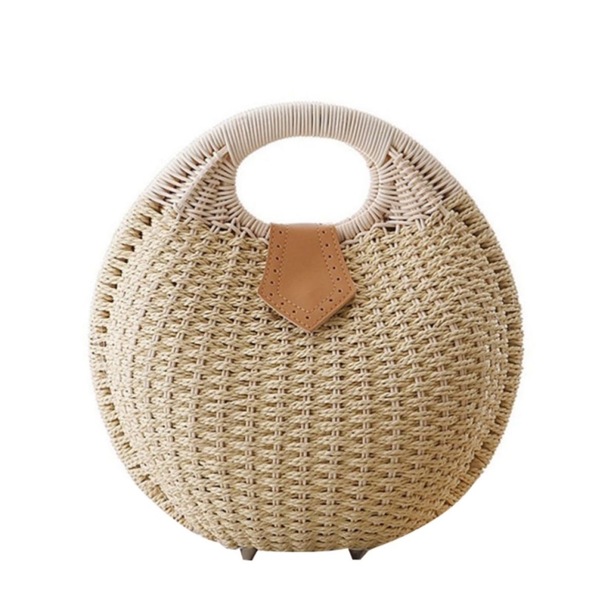 Bolso de Paja para Mujer Diseño Bolso Mano de Ratán y Papel para Playa y Uso Diario Accesorio Casual Veraniego Bohemio Color Beige