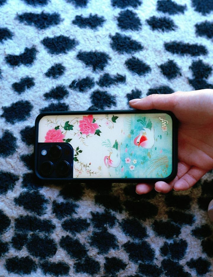 Image of Wildflower Cases - Compatible with iPhone 16 | Protective Black Bumper, 6.5ft Drop Test Certified, Women Owned Small Business | Floral Birds Pretty Aesthetic | Lovers Lagoon