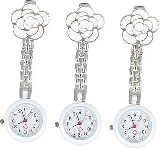 3Pcs Enfermeira Relógio De Peito Pino De Enfermagem Relógio De Bolso Digital Mecânico Estetoscópio Lapela Pendurado Fob Relógio Retrátil Enfermeira Médicos Relógio De Bolso