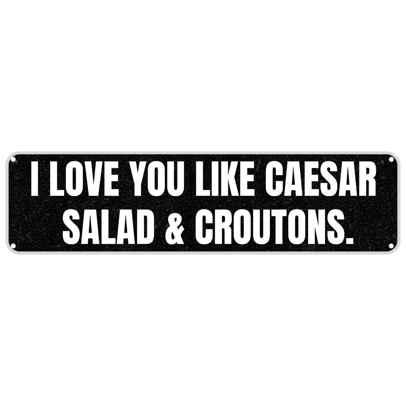 I LOVE YOU LIKE CAESAR SALAD & CROUTONS. Tin Sign Christmas Decor Retro Wall Decor For Home Coffee Bar Funny Aluminum Sign 4x16 Inch