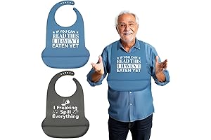 Adult Silicone Bibs - 2 Pack, Waterproof Adult Bibs with Crumb Catcher...