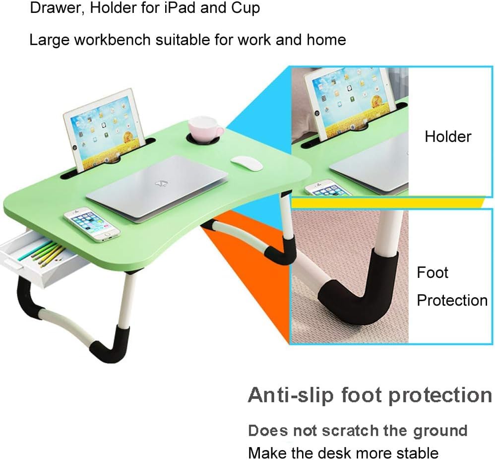 Supreme Supplies Premium Laptop Bed Table for Ultimate Comfort and Efficiency, Foldable Lap Desk For Bed and Sofa Breakfast Bed Tray, Cup Holder for Eating, Writing, Working on Bed/Sofa (Green) - Image 3