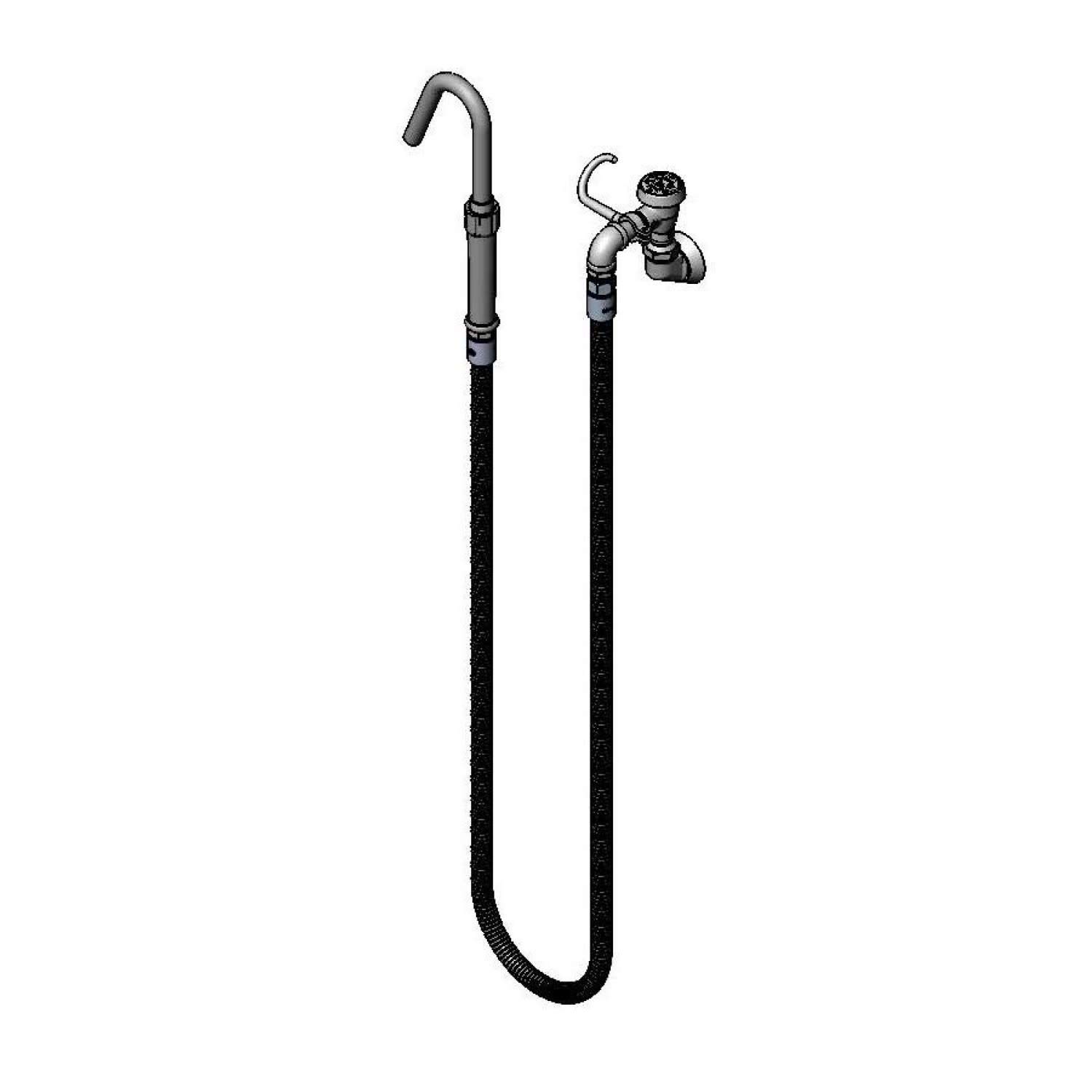 T&S Brass B-0601 Pot Filler, Wall Mount, Vacuum Breaker, Stainless Steel Hose, Self Closing Hook Nozzle