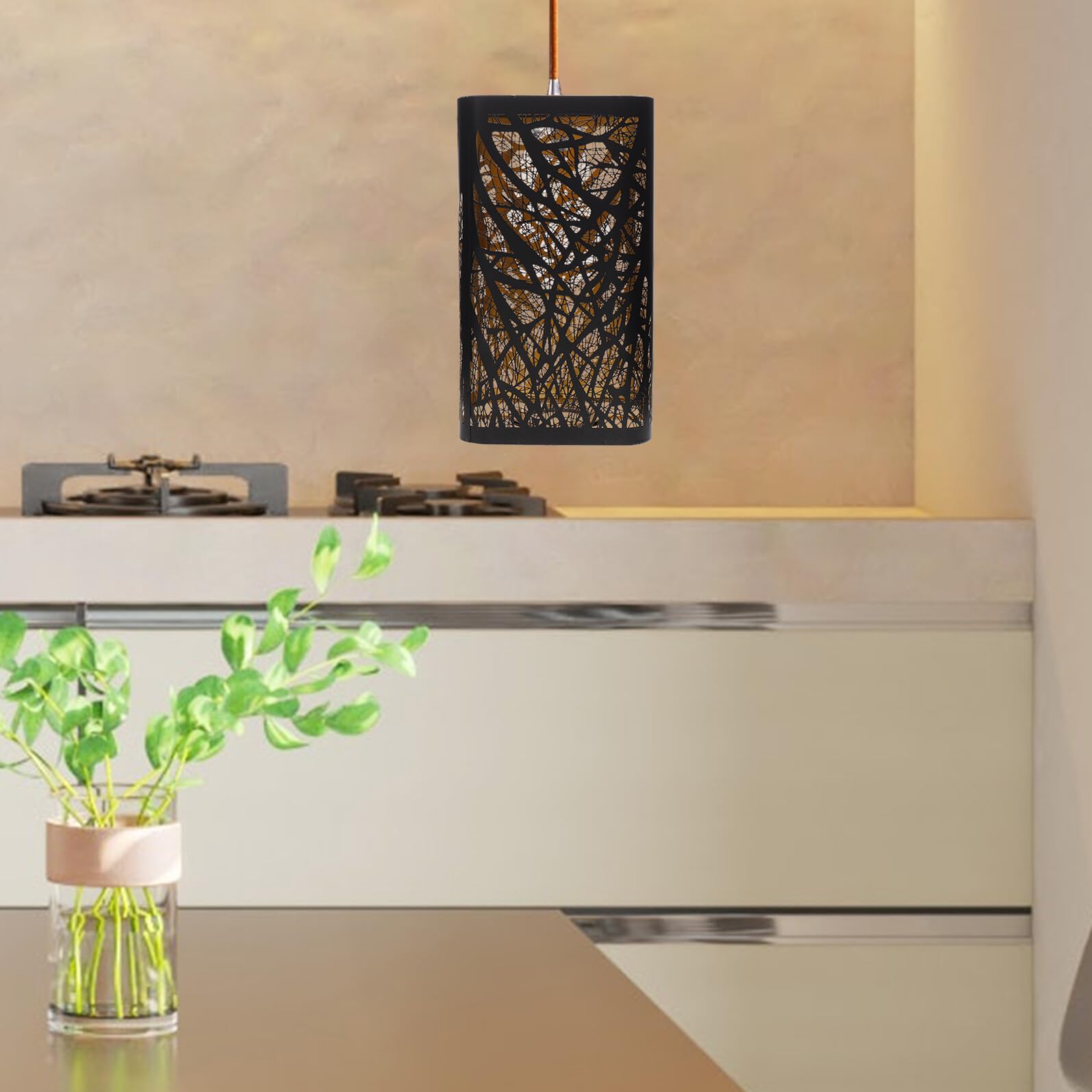 Ipetboom Pantalla Metálica para Lámpara E27 Juego de 2 Pantallas Cuadradas Caladas Negras Diseño de Bosque y Patrón de para Lámparas de Mesa y Escritorio Decorativa