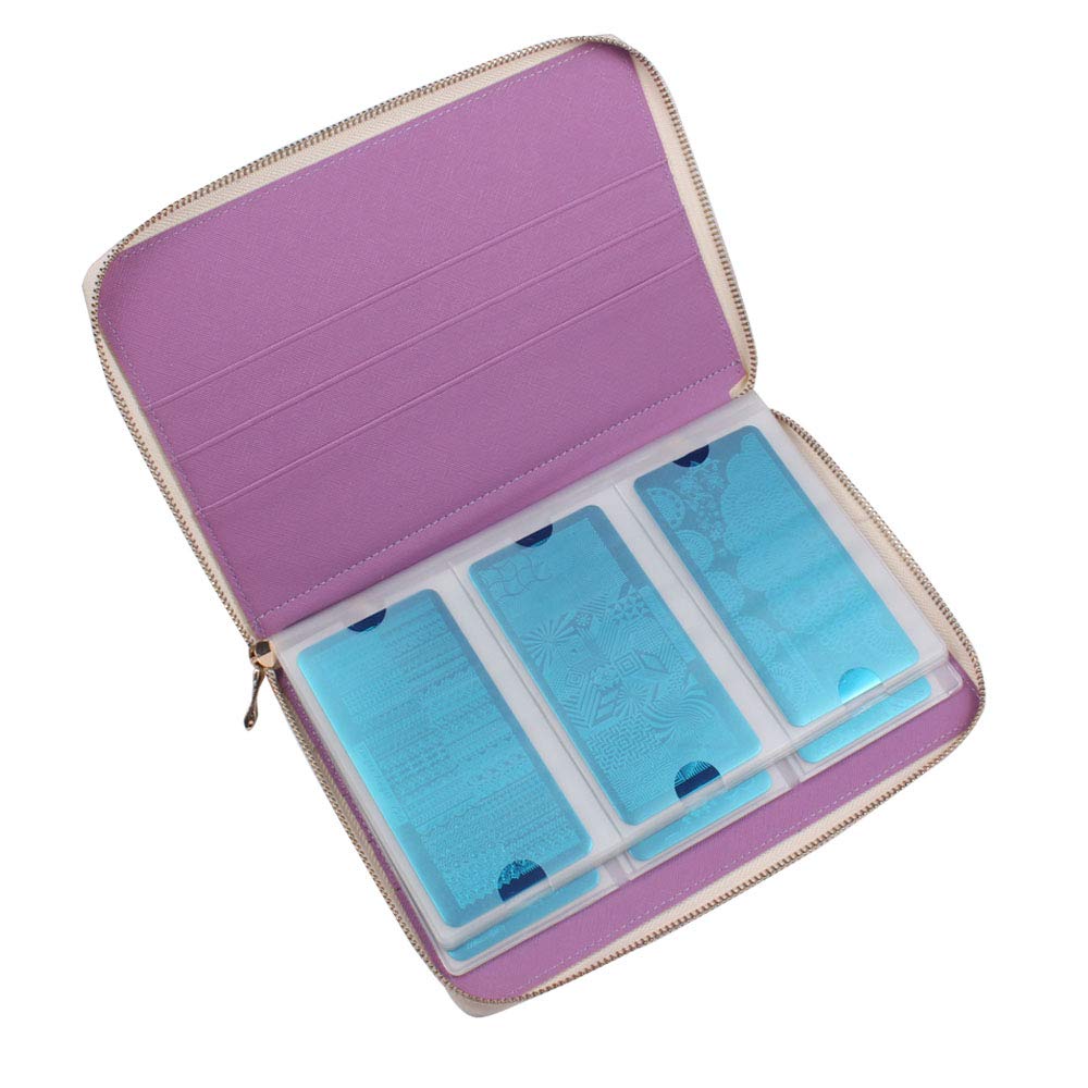 Holografische Nagelplatten-Halterung, 72 Fächer, Stempelvorlagen, Organizer, Einzelhandels- und quadratische und runde Druckformen, Sammlung, Maniküre-Werkzeug-Zubehör (Silber)