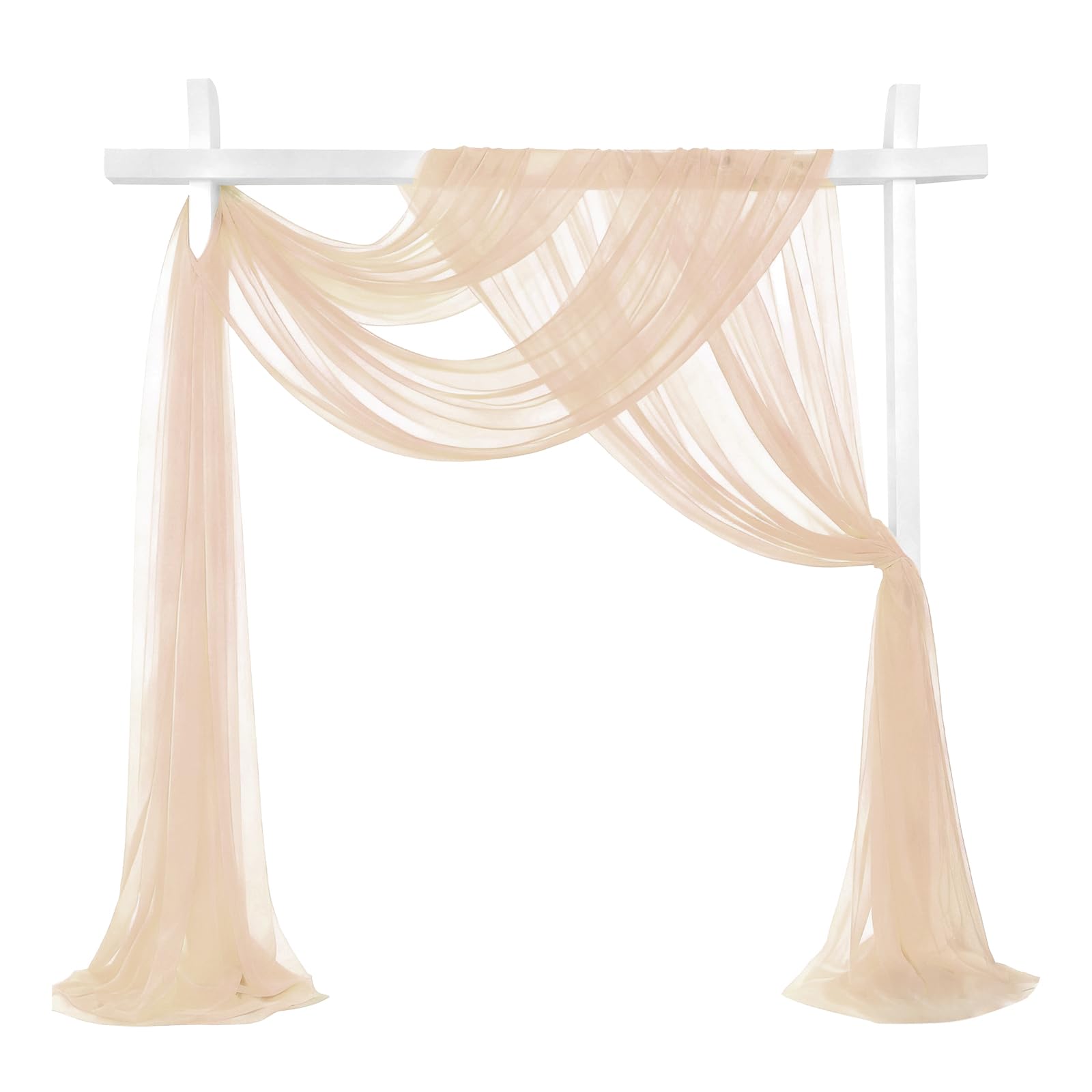sourcing map Wedding Arch Draping Fabric, 32" x 33Ft Sheer Drapes Chiffon Fabric for Wedding, Birthday Decoration, Ceremony Archway Drapes, Peach