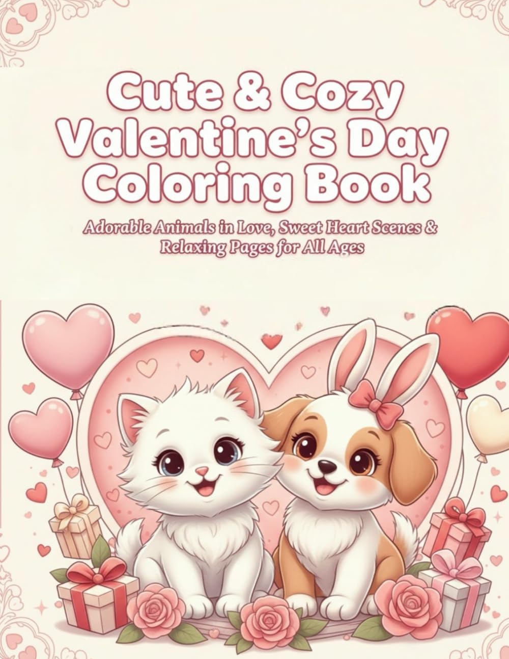 Cute & Cozy Valentine’s Day Coloring Book: Adorable Animals in Love, Sweet Heart Scenes & Relaxing Pages for All Ages