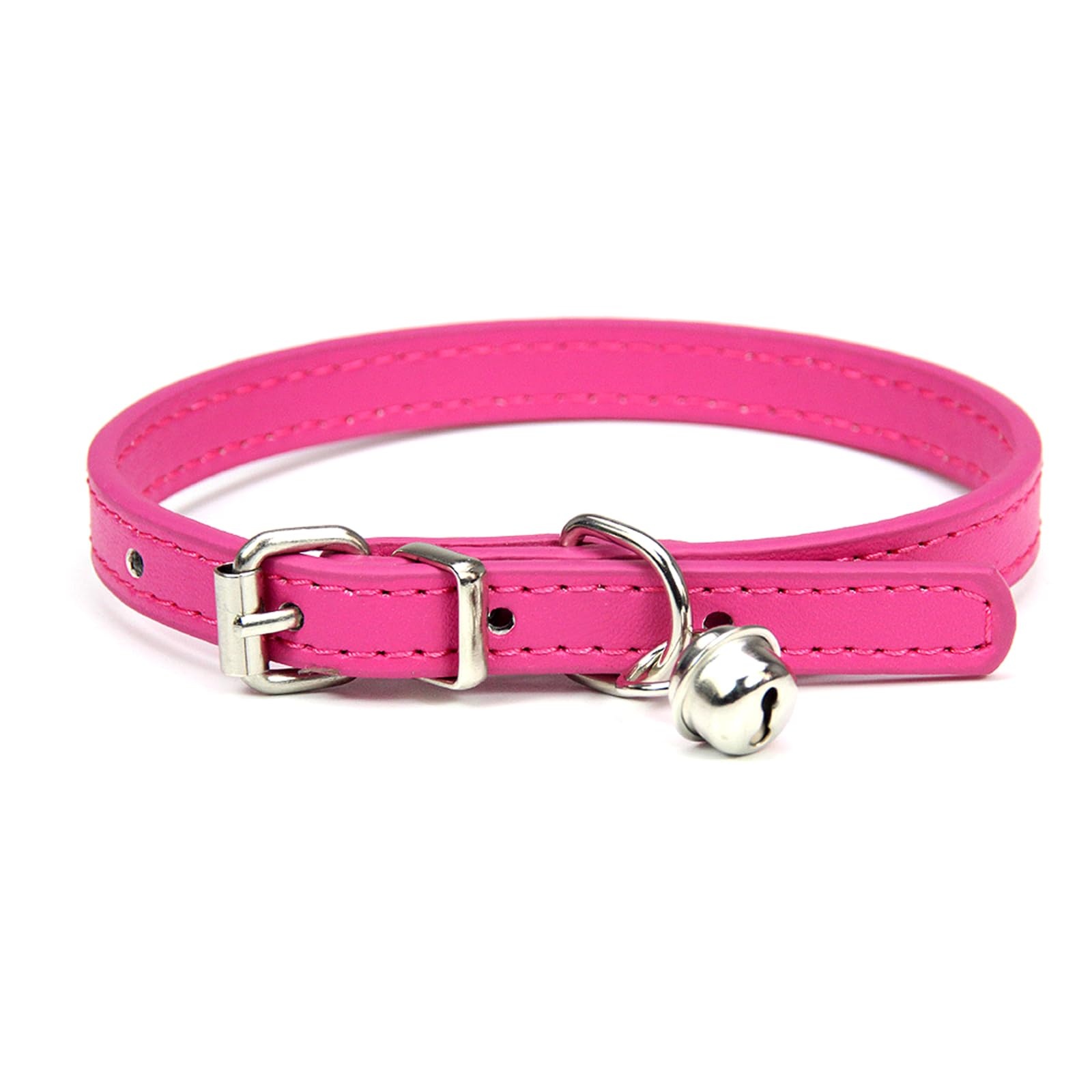Jestrem Pink Cat Collar with Bell, Adjustable Kitten Collar for Girl Cats, Cute Cat Accessories with Safety Buckle, XXS Dog Collar Breakaway for Small