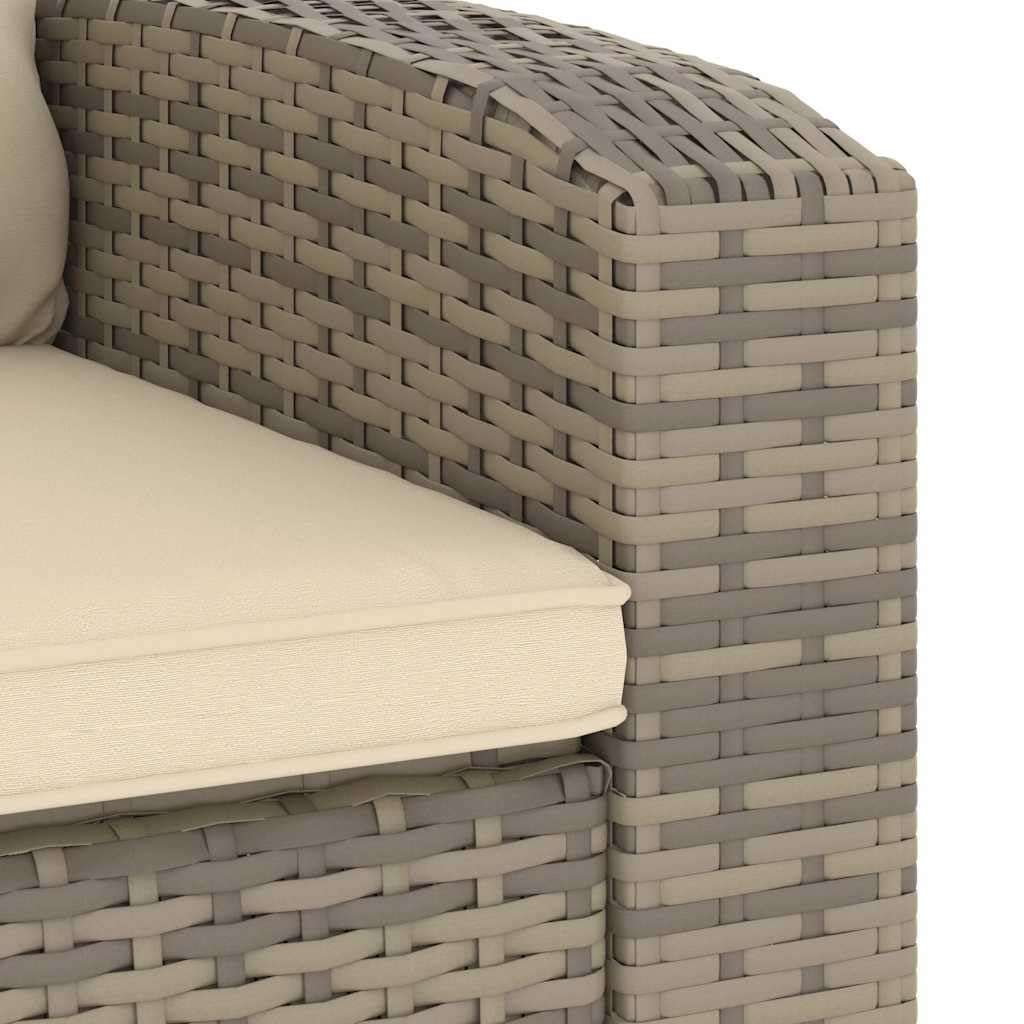 vidaXL Poltrona Reclinabile Giardino Cuscini Marrone Chiaro Polyrattan