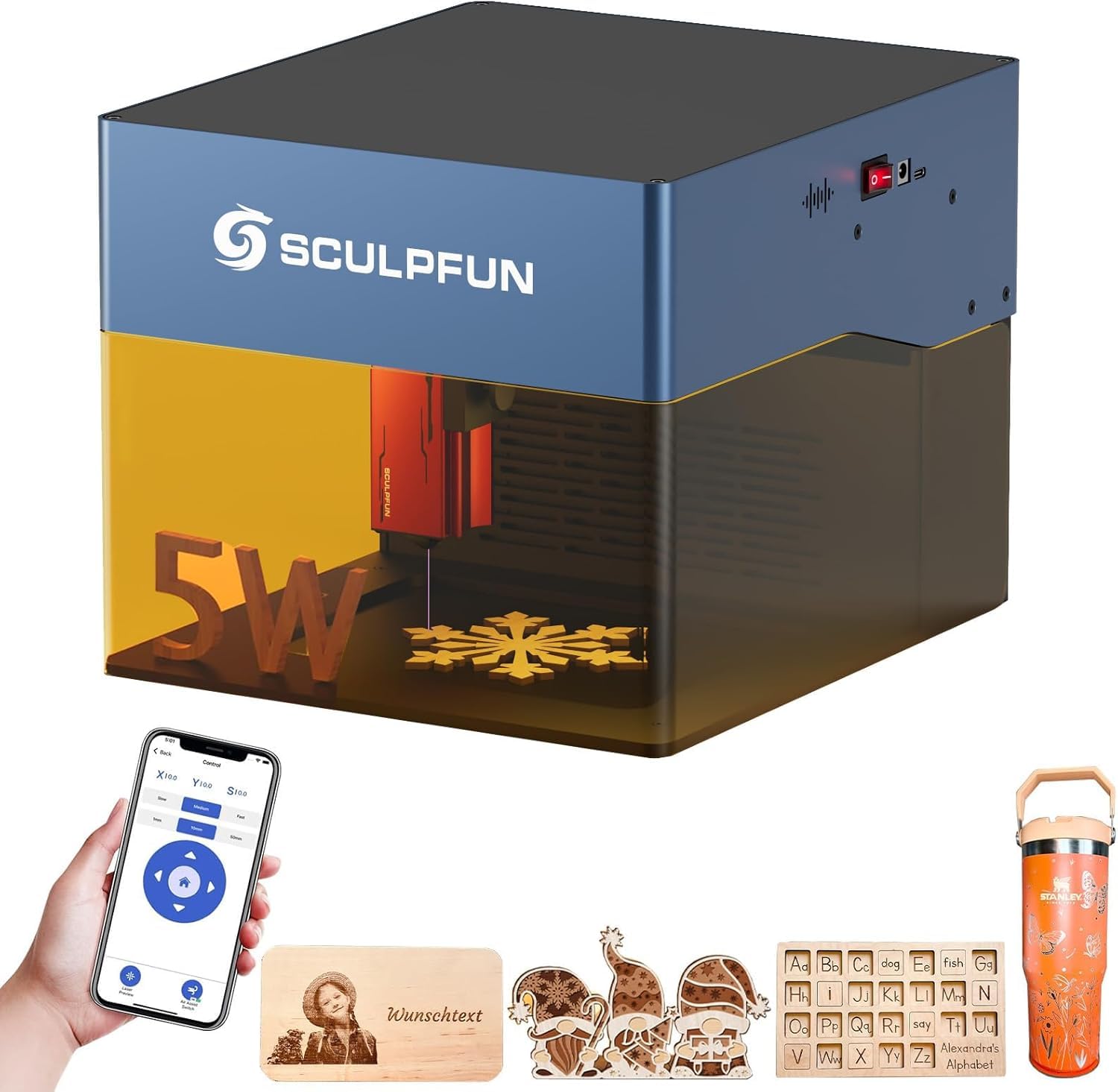 Amazon.com: SCULPFUN iCube Pro 5W Laser Engraving Machine, Mini