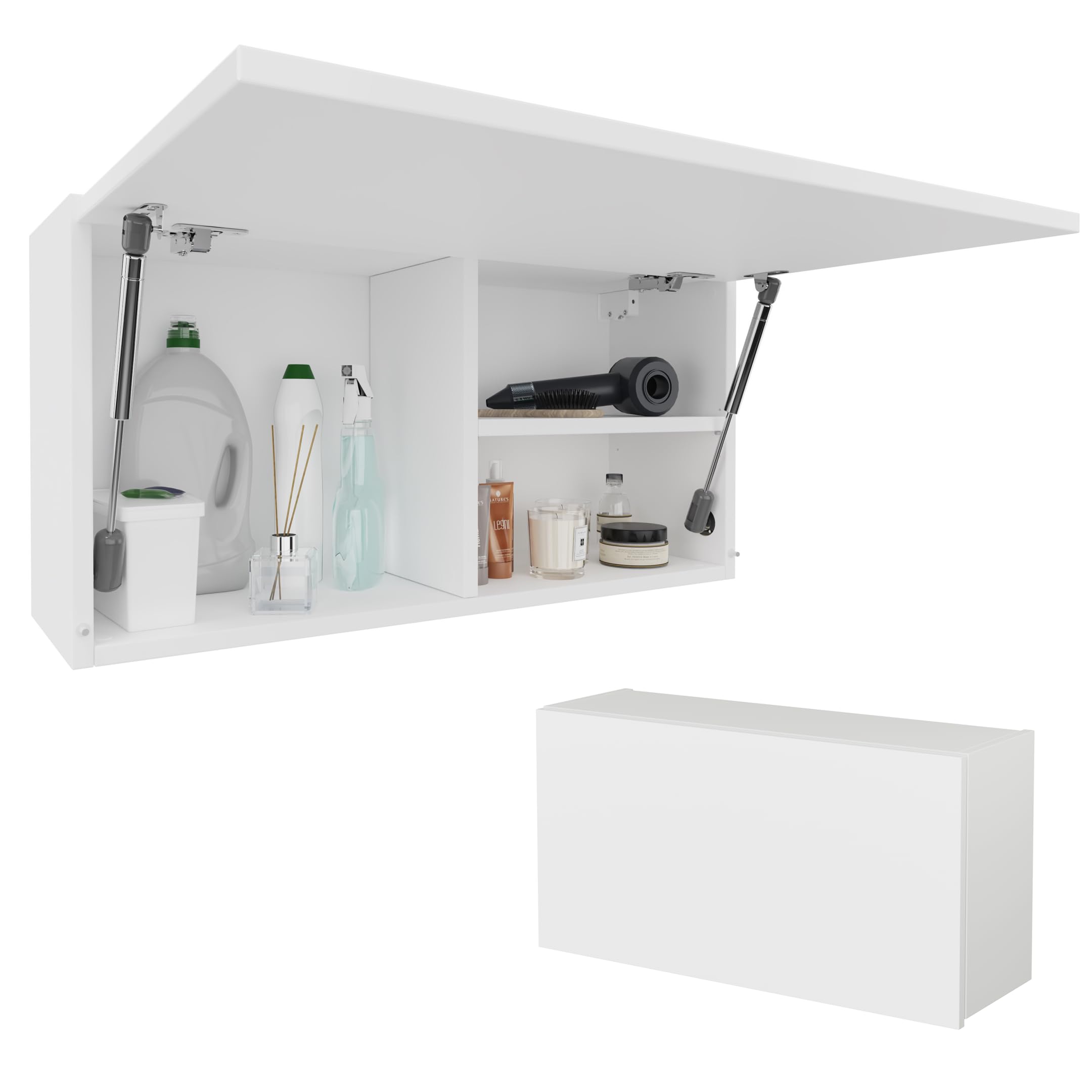 PLATAN ROOM Bathroom Cabinet 60/80/120 Wide Bathroom Furniture Bathroom Folding Wall Cabinet High Gloss Matt White (White Matt/White Matt, 80 x 40 x 25)