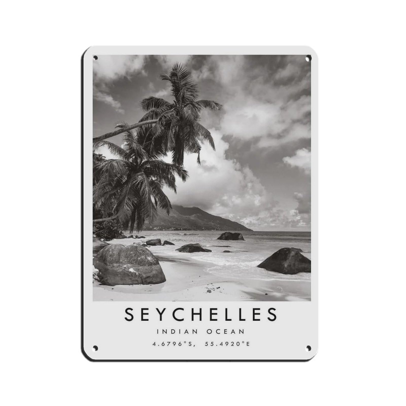 Seychelles Travel Retro Poster Metal Tin Sign Chic Art Retro Iron Painting Bar People Cave Cafe Family Garage Poster Wall Decoration 12x16inch(30x40cm)