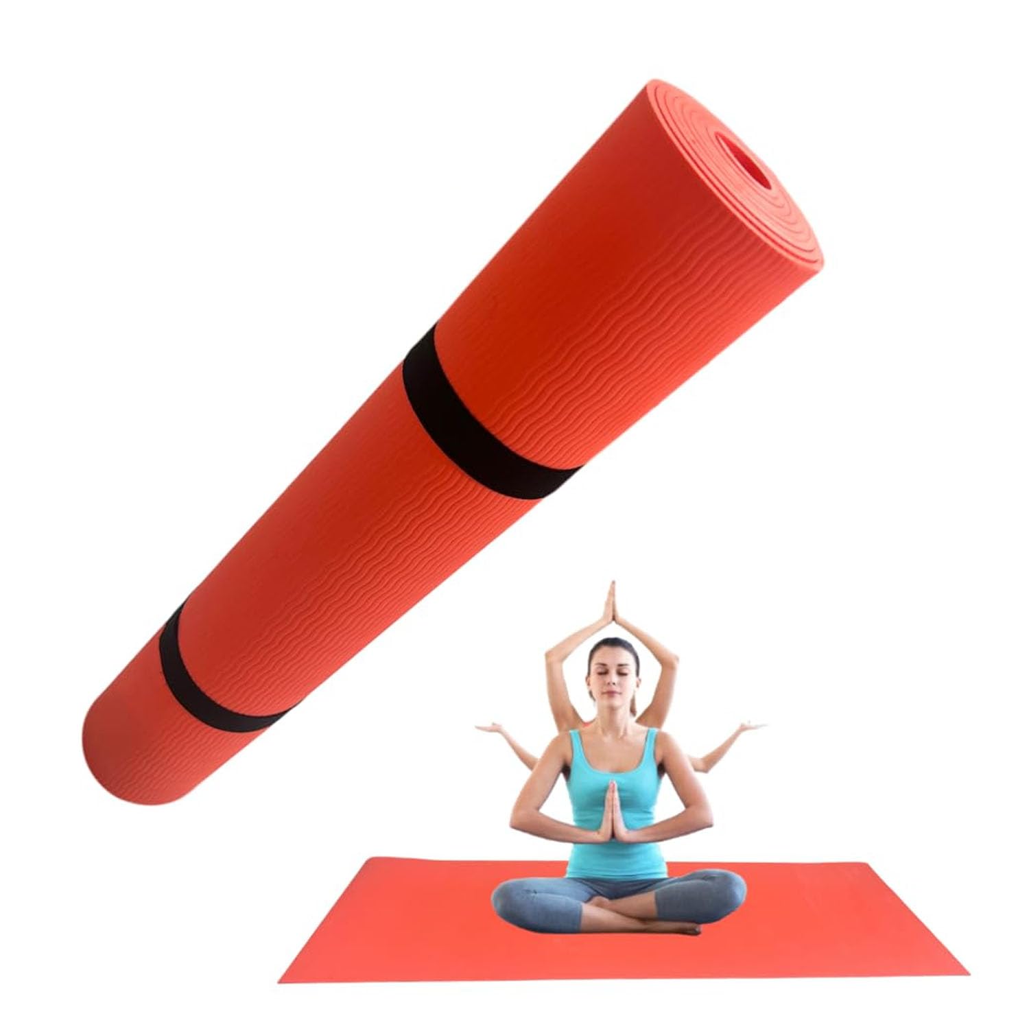 Flylite by Yoga & Exercise Mat, Anti-Slip Fitness Mat with Carry Strap for Home, Gym, Meditation, Pilates, Stretching & Floor Exercises, Lightweight Mat for Men, Women & Kids 4mm (Red)