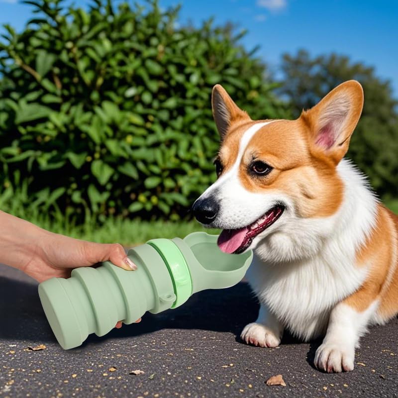 Miniatura 9 de Botella de agua portátil de silicona para perros, a prueba de fugas, dispensador de agua plegable para mascotas, para caminar, senderismo, viajes,