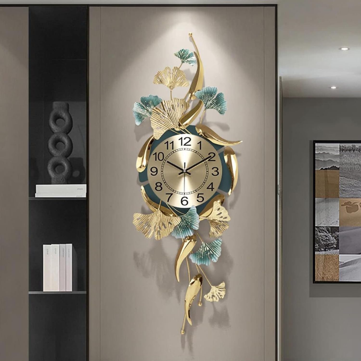 SaryEdge Wall Clock Large Wall Clock Modern Metal Silent Wall Clock Wall Decoration Powered No Ticking Suitable for Bedroom Office Kitchen Home,
