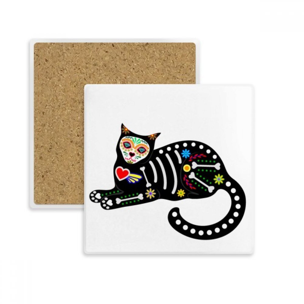 Dessous de verre chat noir Halloween en pierre, idée cadeau originale