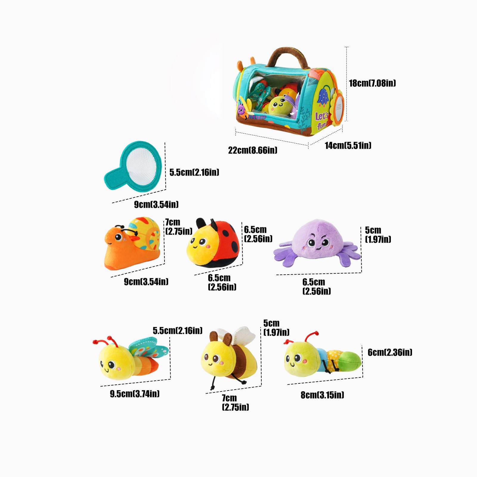 Lot de 6 figurines de créatures douces en peluche naturelle