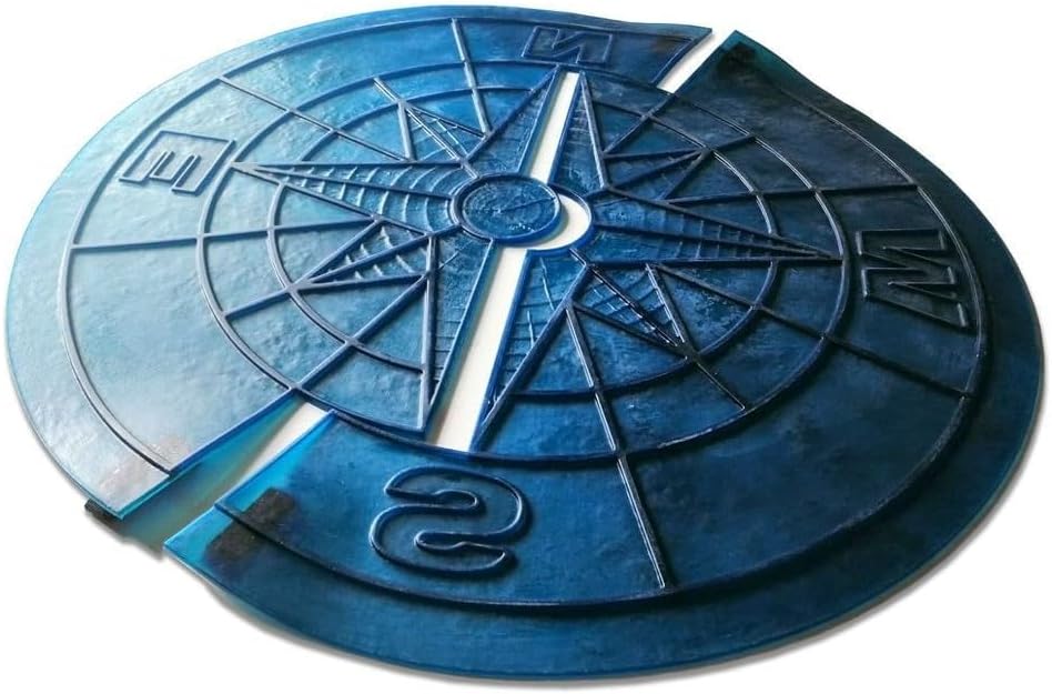 Stamp Compass-Big, Compass Concrete Polyurethane Stamp Set, 2-Piece, Textured Finish, DIY Craft Tool, 39 x 39 x 0.39 Inches