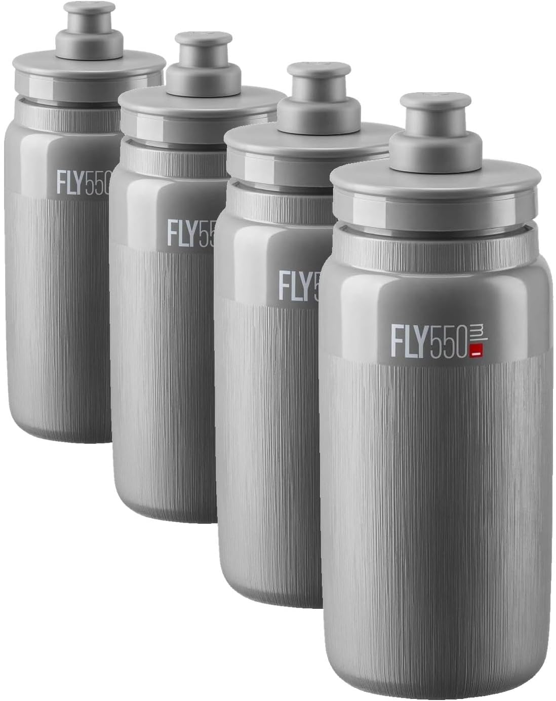 Fly 550ml Bottle (Grey, Textured) – Ultra-Lightweight Sports Drink Bottle with High Flow Valve (Pack of 4)