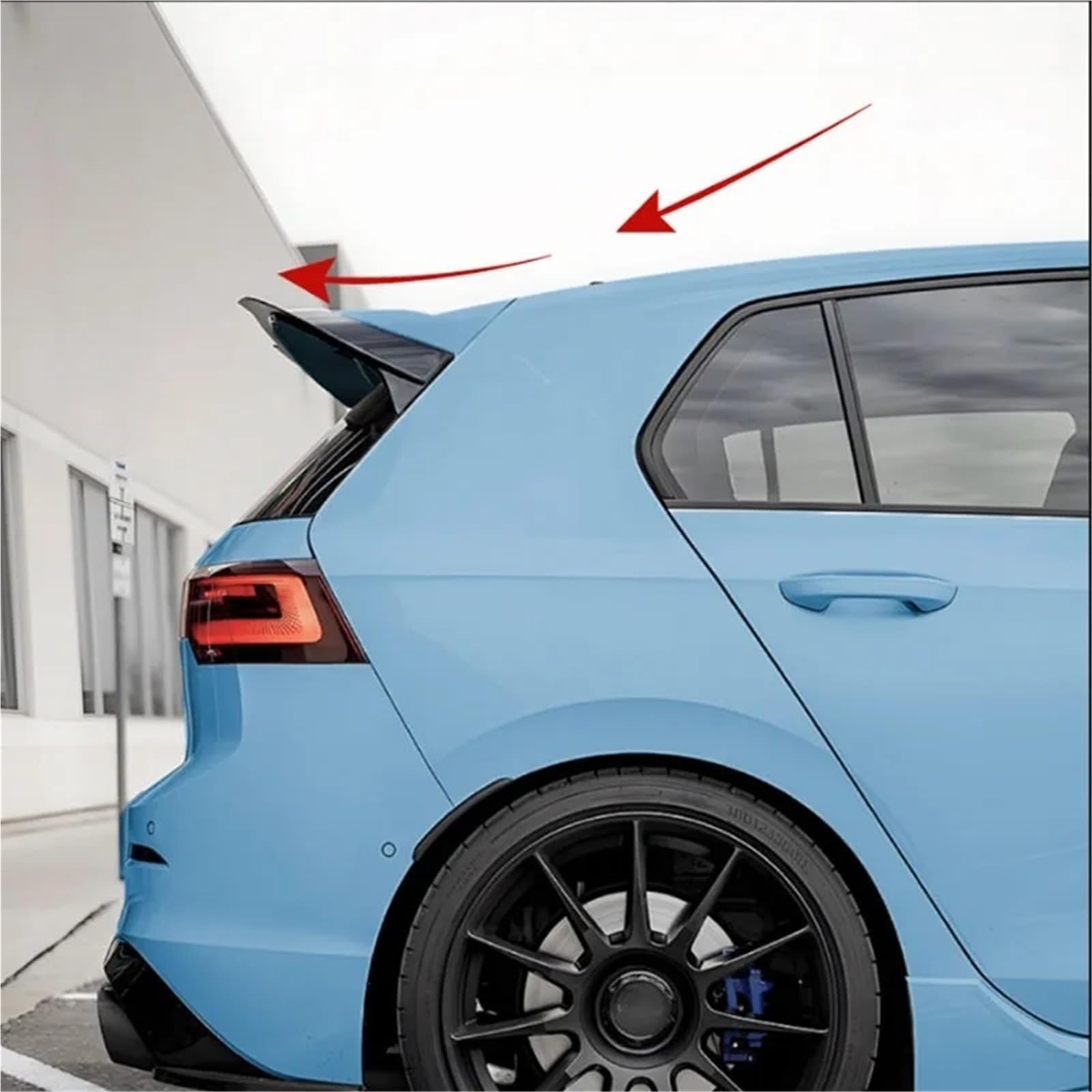 Kompatybilny z VW Clubsport Golf MK8 GTI R Clubsport 2020-2024 tylny spojler dachowy skrzydła tylny dyfuzor bagażnika ogon płetwa Tuning samochodów(Carbon Look)