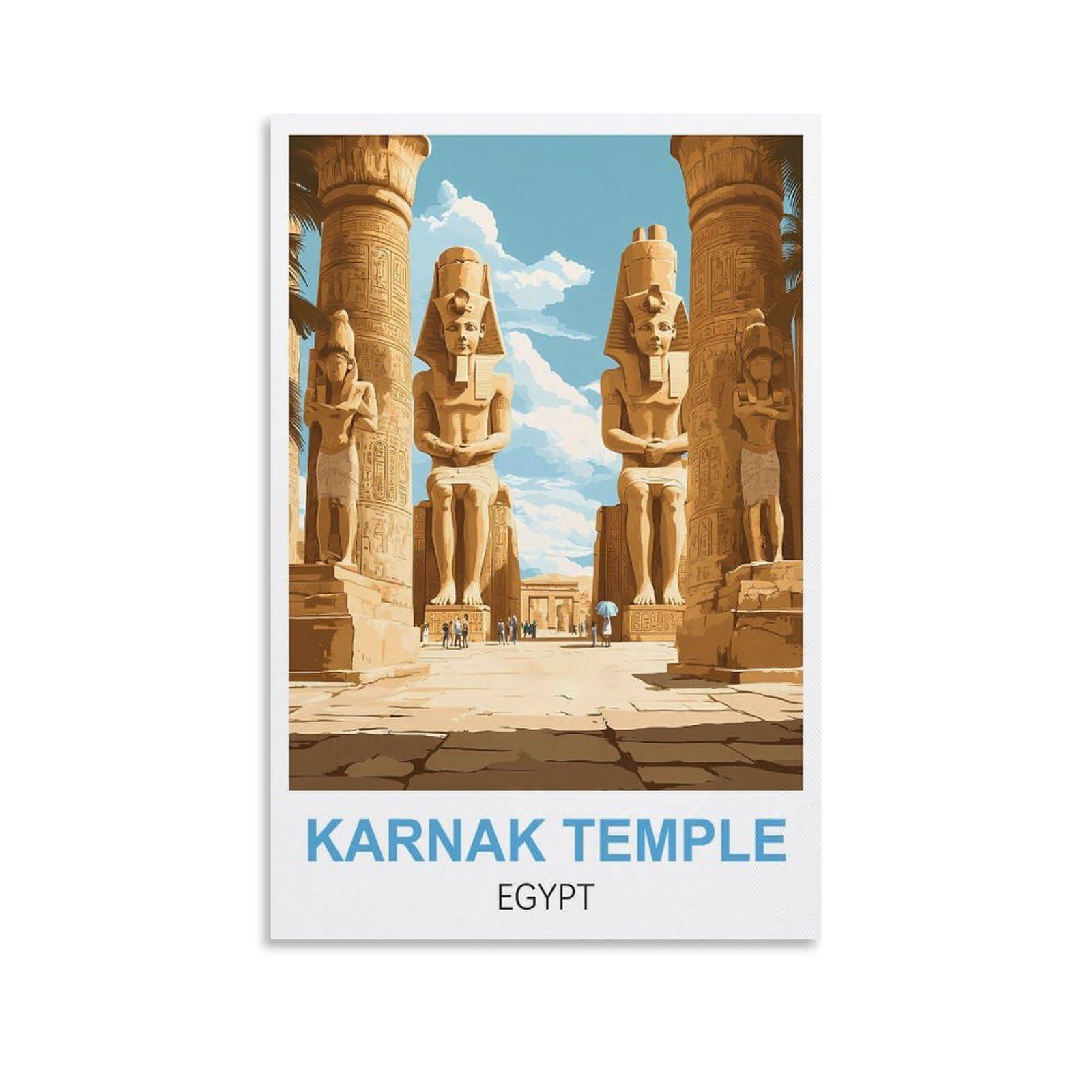 FJIWECWSQ Karnak Temple Egypt Vintage Travel Poster 08x12inch(20x30cm) Canvas Wall Art Painting Prints