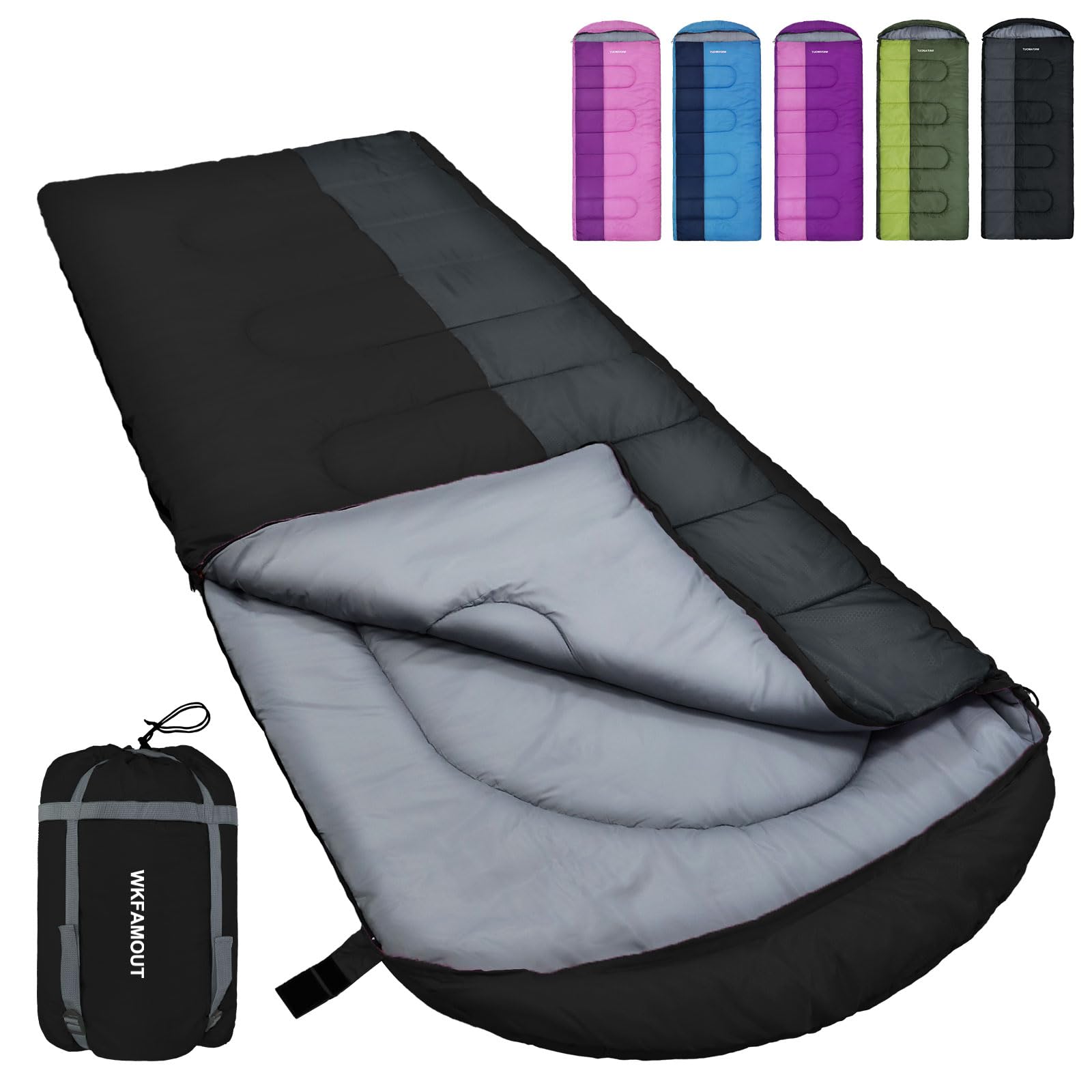 XL 10 Degree Sleeping Bags Waterproof for Adults 350GSM Machine Washable with Compression Sack for 3-4 Season Camping Outdoor