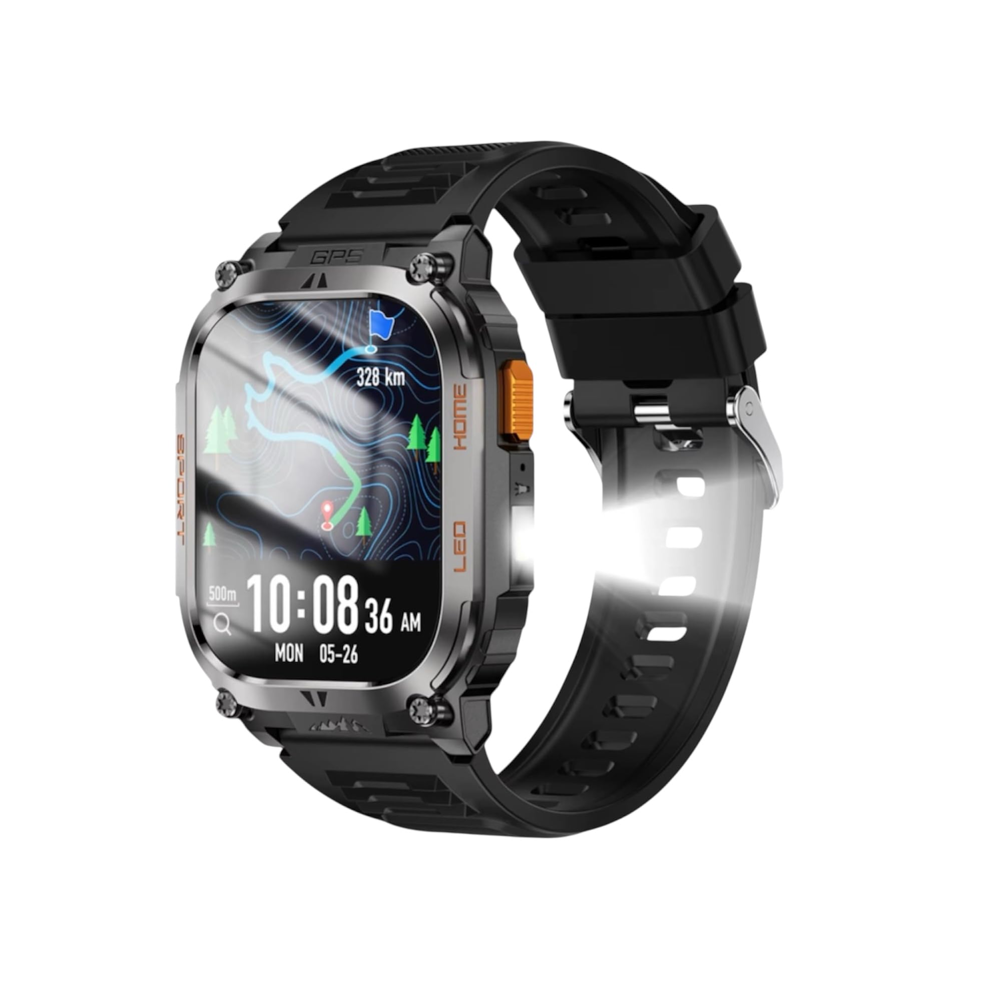 Reloj Inteligente Hombre Mujer GPS Deportivo QX18, Smartwatch con Monitor de Frecuencia Cardíaca, Oxígeno en Sangre, Brújula, Monitor de Sueño, Batería 630mAh