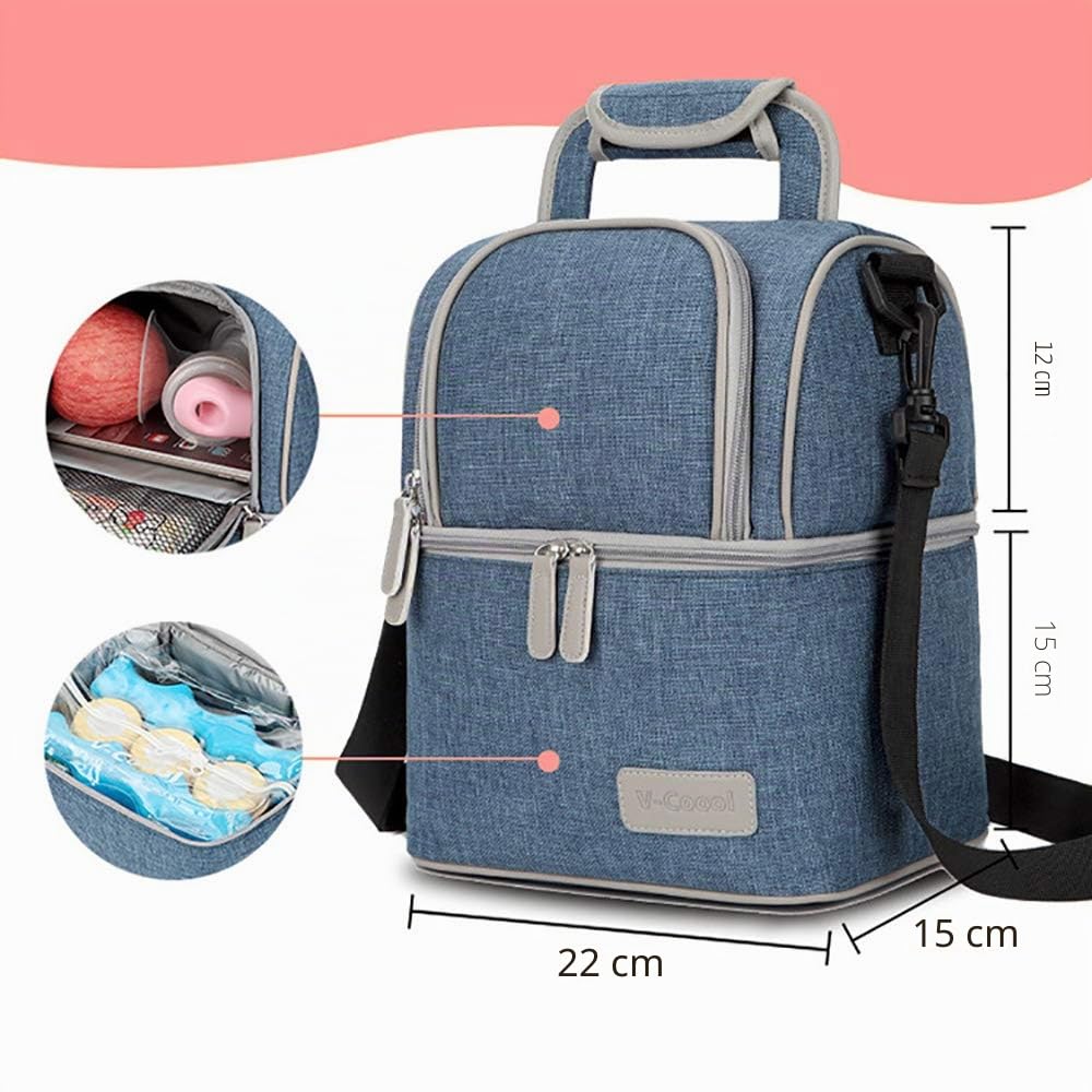 Sac Isotherme pour Biberon Sac à Dos Imperméable de Réchauffement pour Le Lait Maternel, 2 Boîte à Glaçon Inclus (Rose)