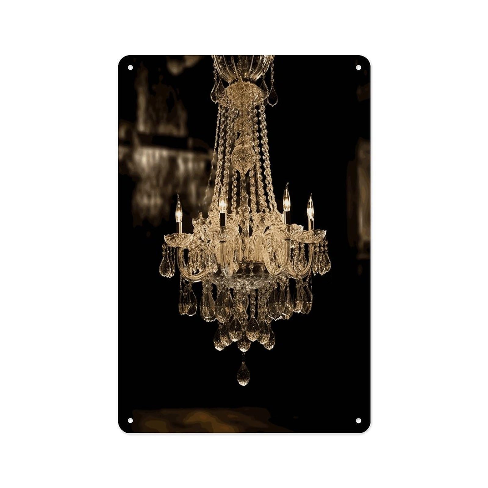 Fekiloot Style Gorgeous Crystal Chandelier Wall Decor Metal Signs Tin Signs Poster