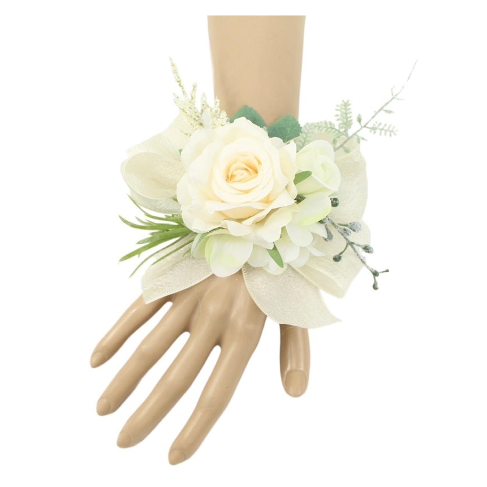 MQFBNNP Wedding boutonniere Silk Flore Groom Boutonniere Wedding Wrist Corsage Bracelet(Bracelet 7)