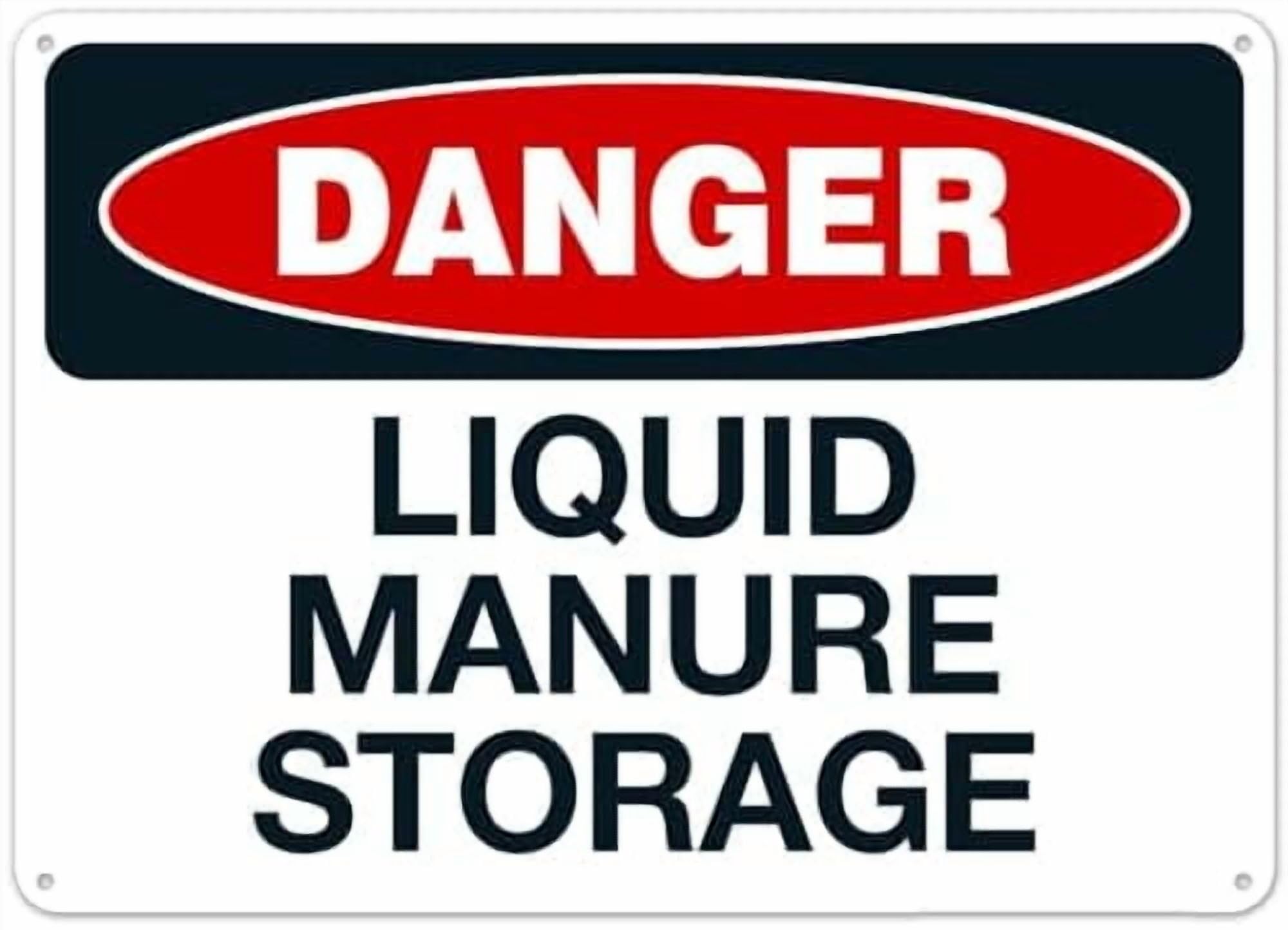 (2-Pack) Metal Tin Sign Liquid Manure Storage Sign Facility Signs NO.29005 Sign 8x12 Inch - Clear Warning for Home & Use