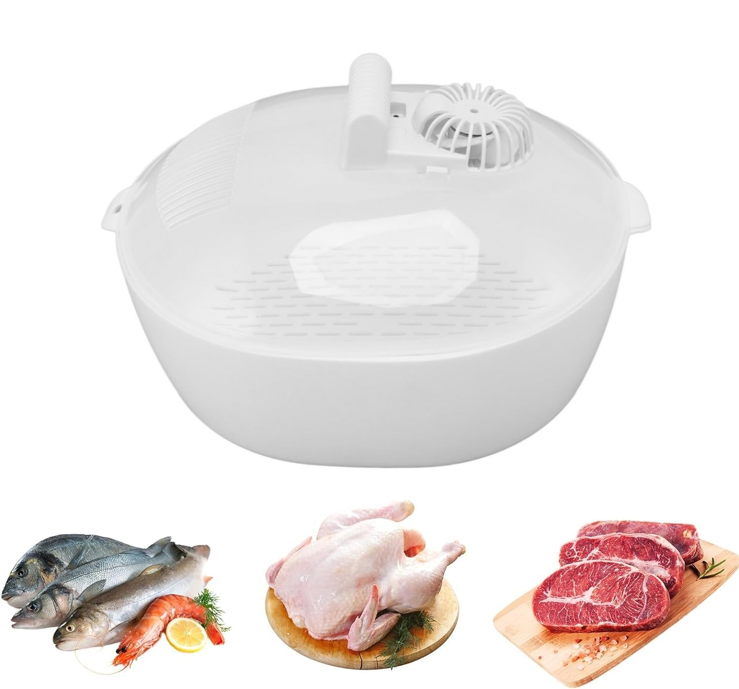 Auftauschale für Gefrorenes Fleisch, 4-in-1-Auftauschale mit Abtropfkorb, Große Schnelle Auftauschale, Praktische Auftauschale, Auftaukorb