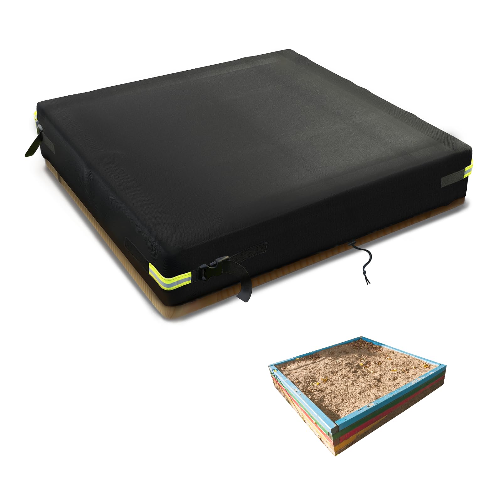 UQXSTAR Sandbox Cover 120x120x20cm Sand Pit with Lid Waterproof 600D Oxford Fabric PVC Coating Rainproof Anti-UV Heavy Duty Square Pool Cover for Outdoor Protect Kids Sandbox Sand and Toys