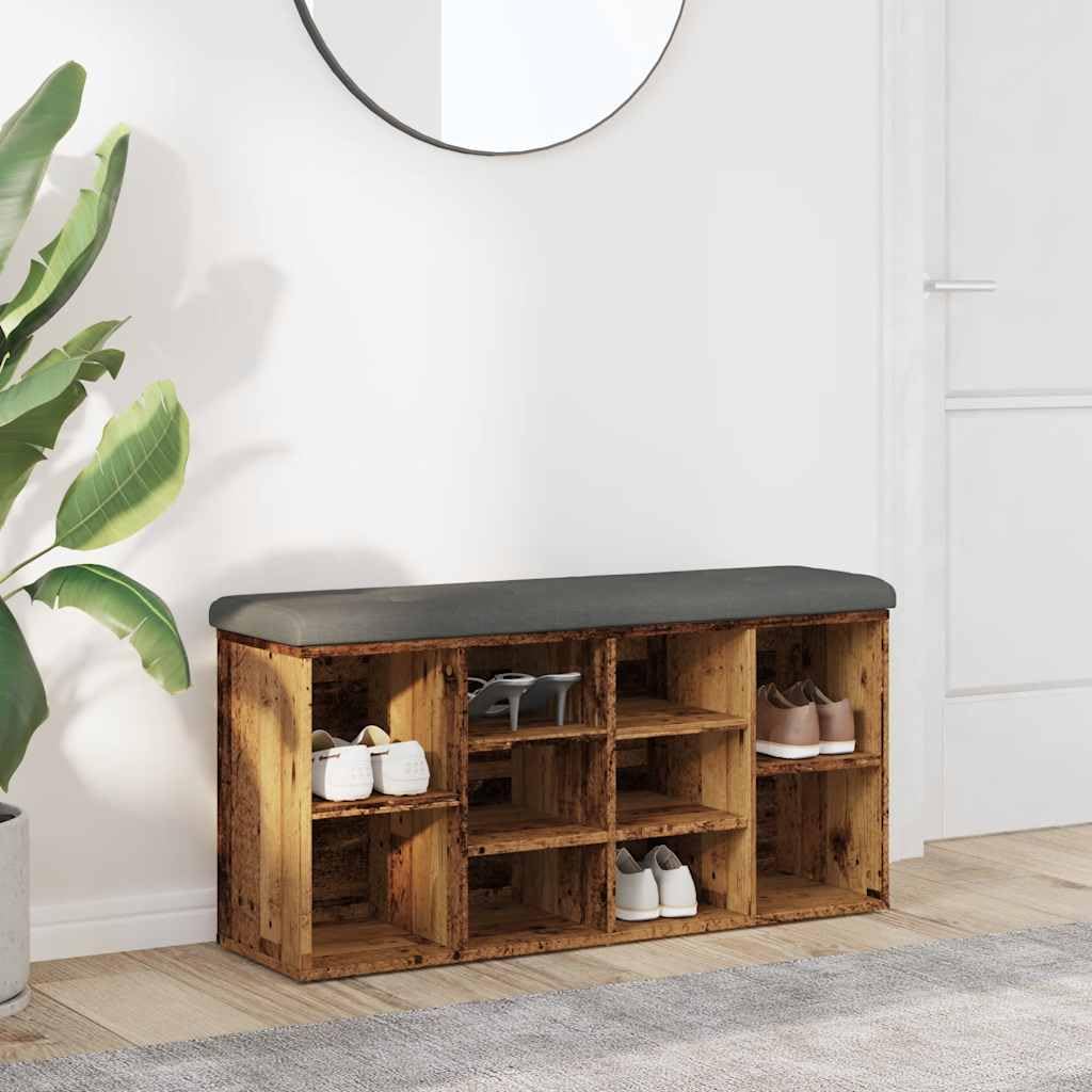 Banc à chaussures 102x32x50 cm meuble de rangement INLIFE bois d'ingénierie