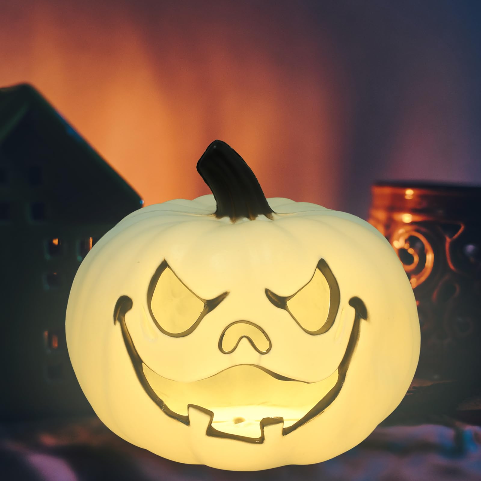 TOPBATHY Pumpkin Lantern Ornaments for Halloween Light up Pumpkin Decorations for Indoor and Outdoor Festivities Perfect for Halloween Parties and Home Decor - Image 3