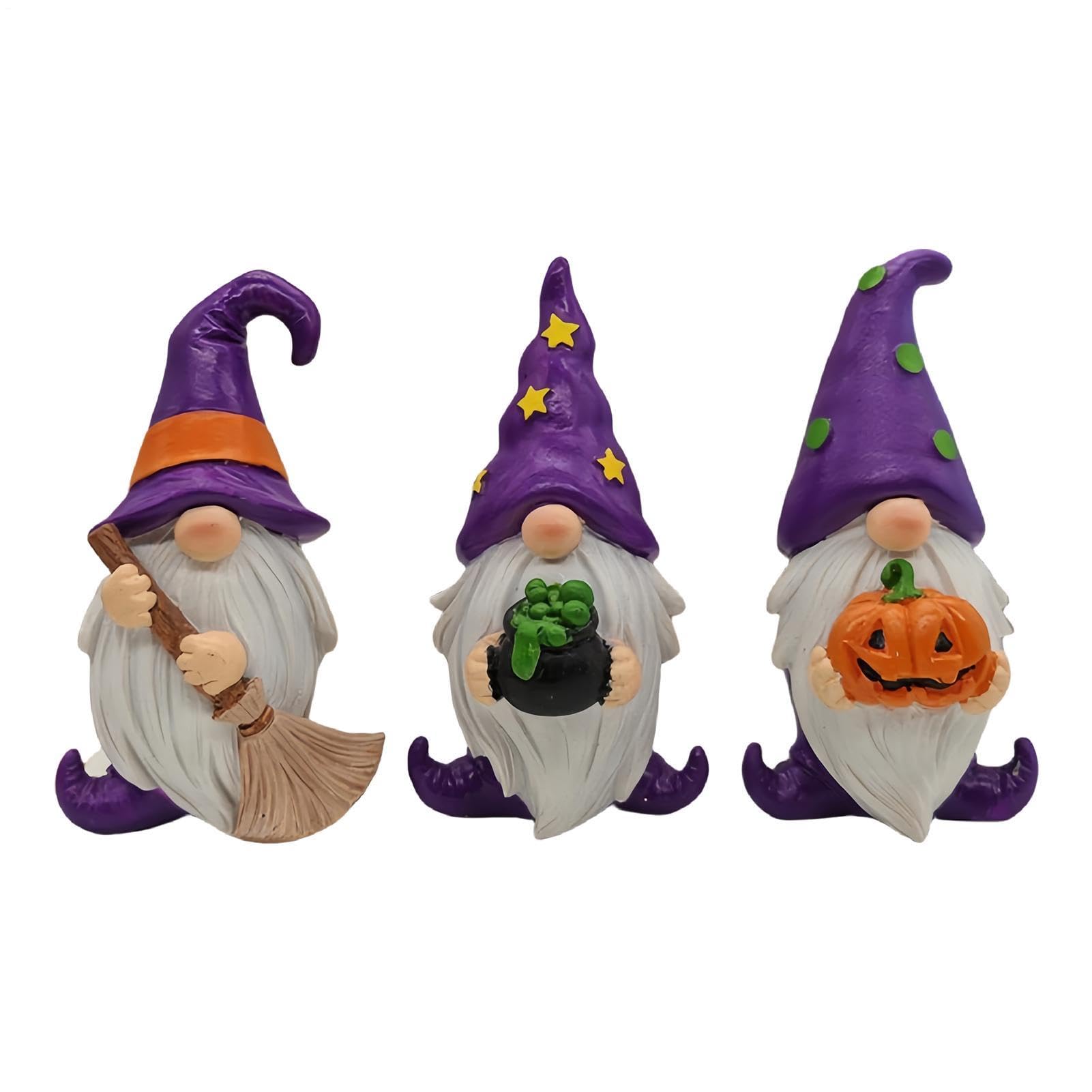 Genérico Gnomos Decorativos para el Hogar 3 Piezas de Figuras Halloween | Gnomos de jardín de resina para decoración del hogar, segunda casa, cocina y oficina