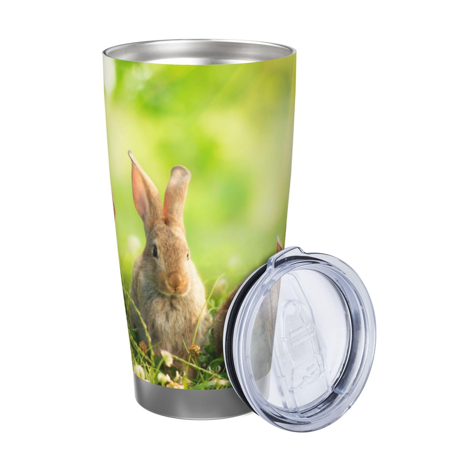 Śmieszne króliki z nadrukiem 590 ml kubek samochodowy przenośny kubek ze słomką kubek ze stali nierdzewnej