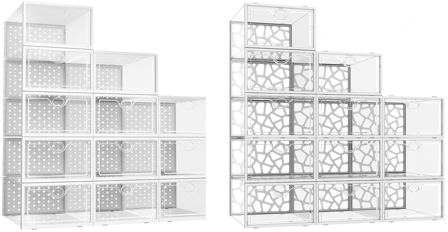 Pinkpum Shoe Storage Boxes Fit for Size 9 12 Pack Shoe Storage Organizer Fit for Size 9 12 Pack