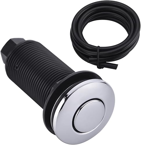 BESTILL Botón de interruptor activado por aire para fregadero con manguera de aire para eliminación de basura, cromo pulido (botón largo con