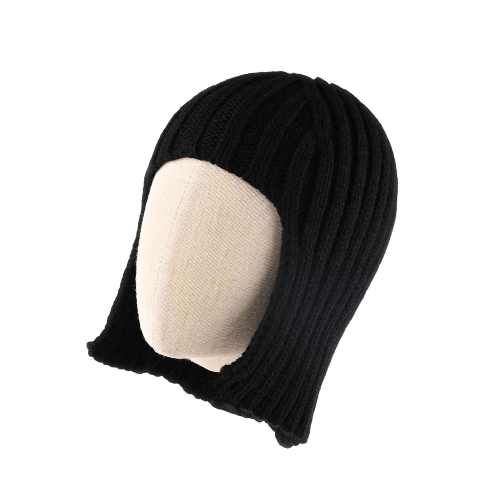 Pocoiau Unisex Black Knit Hat Winter Warmth For Women Wigs And Earflaps Ensuring Comfort During Winter Outings Women Knit Hat