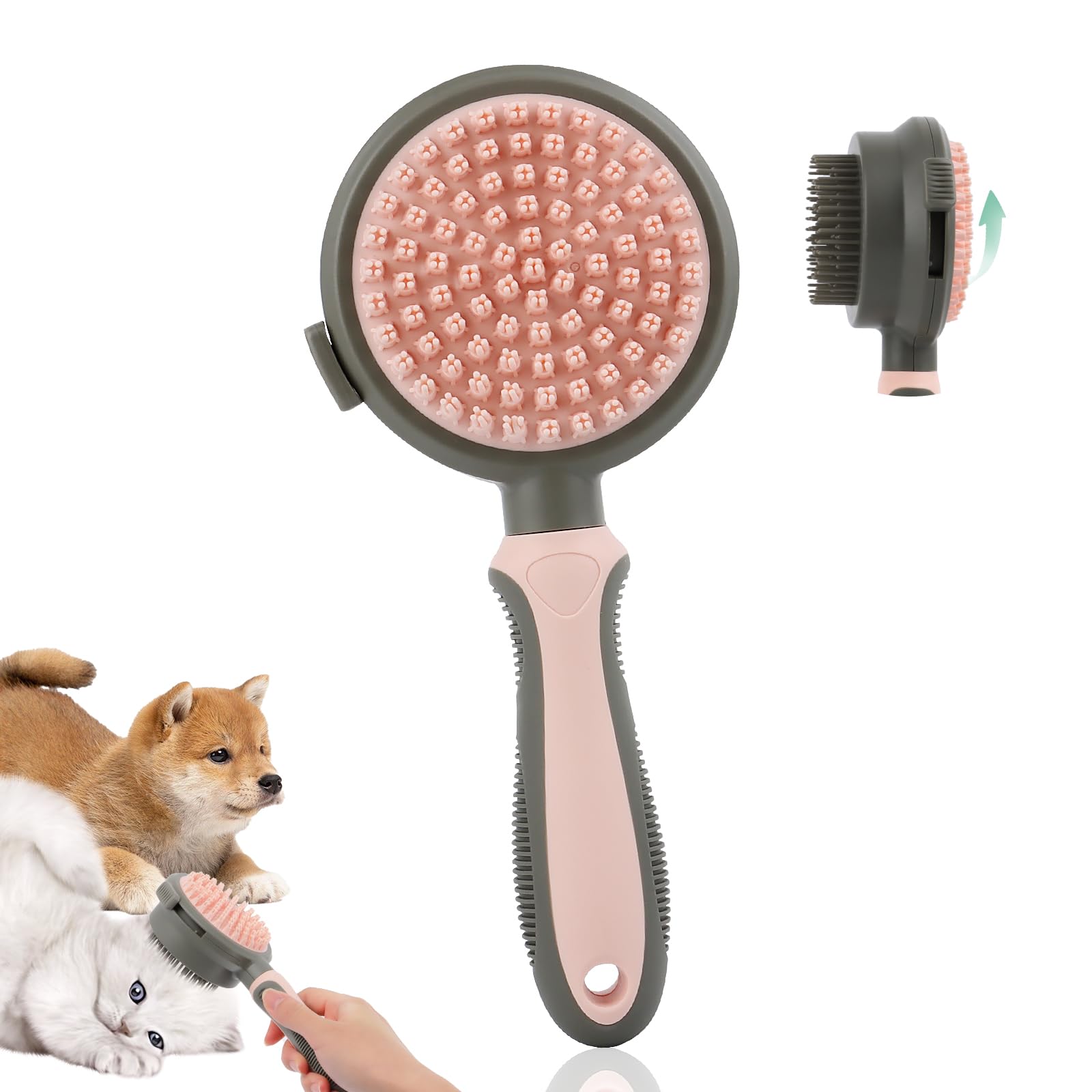 Cepillo para Gatos, Peine para Perros Autolimpiante, Quita Pelos Mascota, Accesorios para Gatos, Cepillo para Gato/Perros de Pelo Largo/Corto,Masaje y baño Aseo y limpieza del cabello 2 en 1 Cepillo