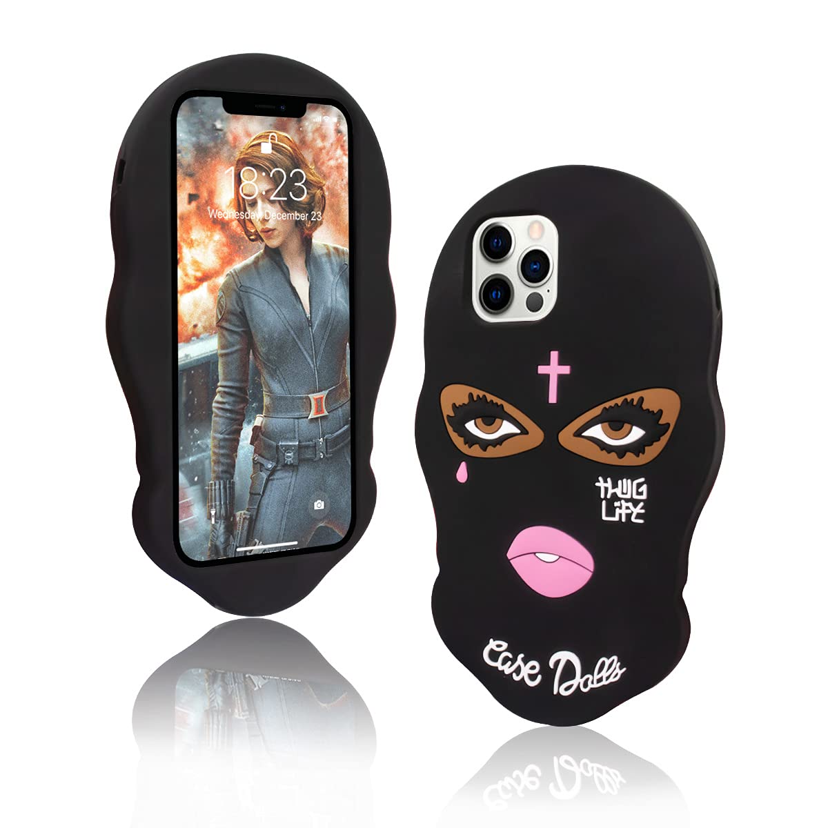 for iPhone 12 Pro Max Case (2020)，Goon Thug Life Big Eyes Woman Face 3D Cute Cartoon Masked Teared Girls Cross Coque Soft Silicone Phone Case Cover (6.7")